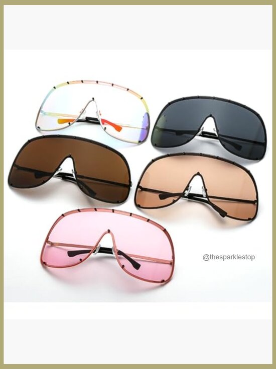 Oversized Square Shield Sunglasses UV400 Protection Women main image 5
